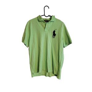 Polo Ralph Lauren‎ Shirt L Lime Green Large Number Three Horse Graphic Logo